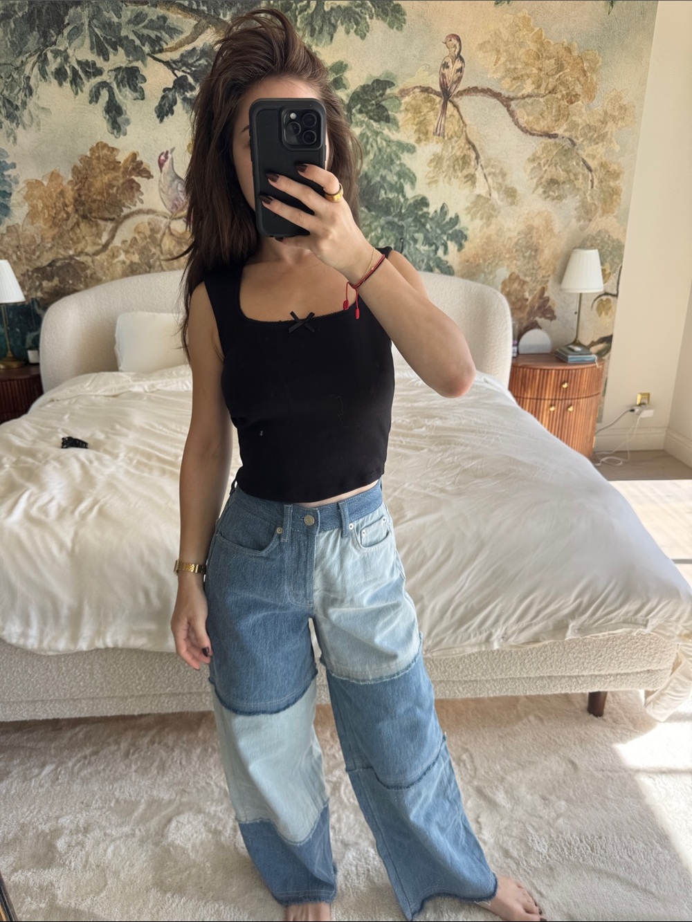 Black Square-Neck Ribbed Crop Tank Top - Black